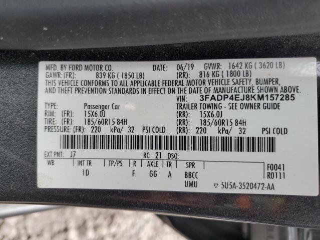 Photo 10 from auction – 2019 FORD FIESTA SE with VIN 3FADP4EJ8KM157285