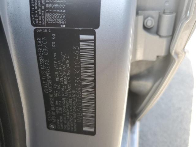 Photo 10 from auction – 2003 BMW 530 I AUTO with VIN WBADT63473CK40463