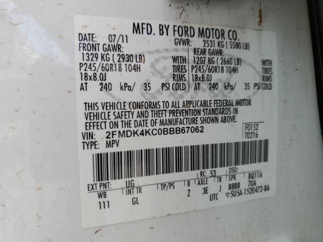 Photo 10 from auction – 2011 FORD EDGE LIMIT with VIN 2FMDK4KC0BBB67062