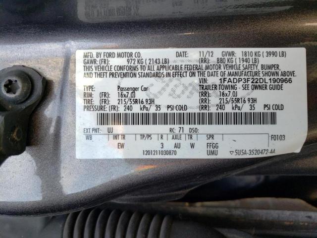 Photo 10 from auction – 2013 FORD FOCUS SE with VIN 1FADP3F22DL190966