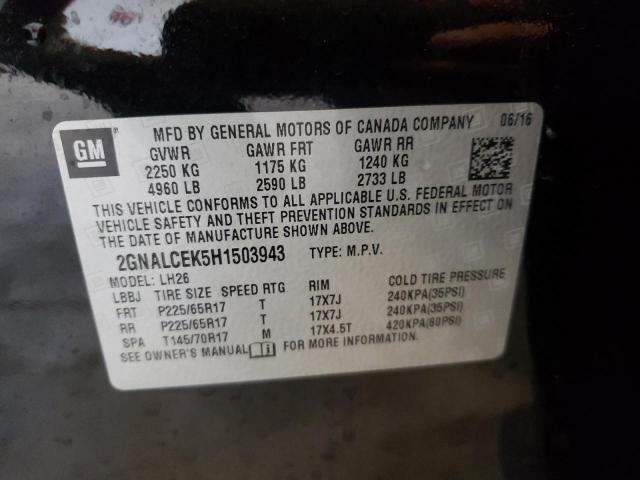 Photo 10 from auction – 2017 CHEVROLET EQUINOX LT with VIN 2GNALCEK5H1503943