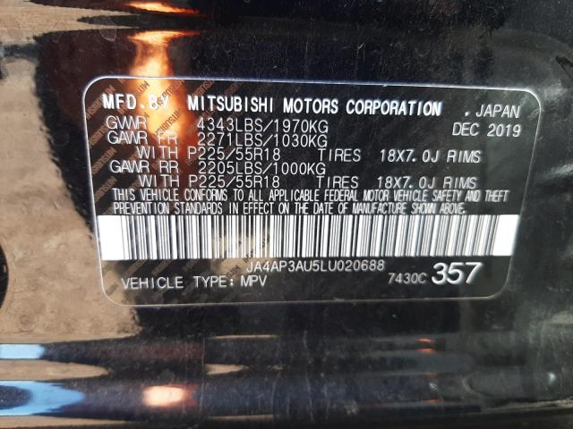 Photo 10 from auction – 2020 MITSUBISHI OUTLANDER with VIN JA4AP3AU5LU020688