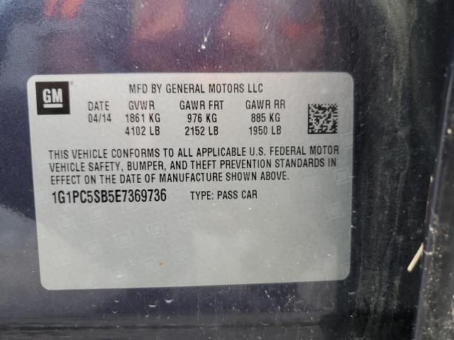 Photo 10 from auction – 2014 CHEVROLET CRUZE LT with VIN 1G1PC5SB5E7369736