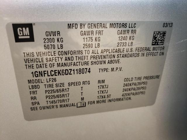 Photo 10 from auction – 2013 CHEVROLET EQUINOX LS with VIN 1GNFLCEK6DZ118074