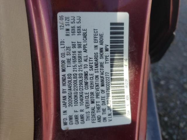 Photo 10 from auction – 2006 HONDA CR-V with VIN JHLRD78876C022277