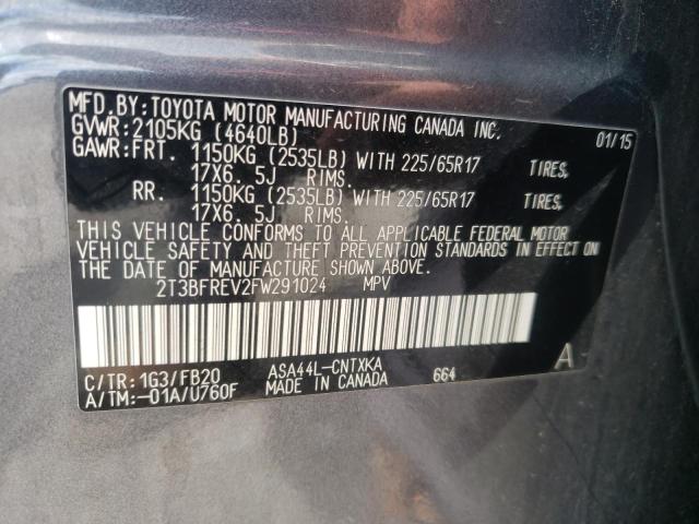 Photo 10 from auction – 2015 TOYOTA RAV4 LE with VIN 2T3BFREV2FW291024