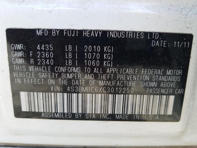 Photo 10 from auction – 2012 SUBARU LEGACY 2.5 with VIN 4S3BMBC6XC3012250