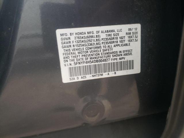 Photo 10 from auction – 2013 HONDA PILOT EXL with VIN 5FNYF4H54DB004827