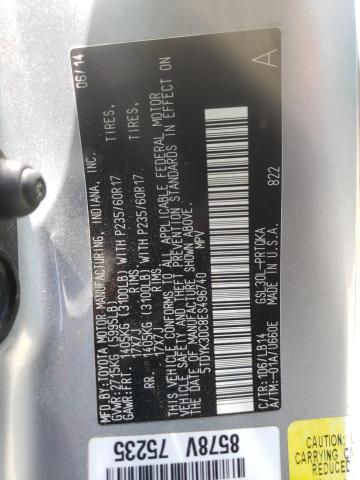 Photo 10 from auction – 2014 TOYOTA SIENNA with VIN 5TDYK3DC8ES496740