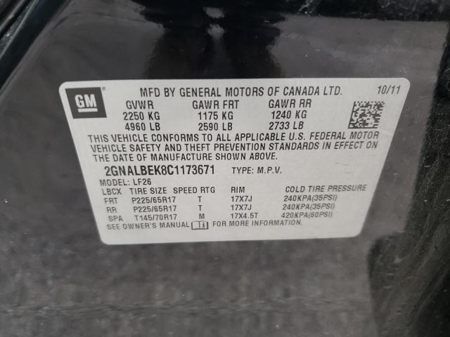 Photo 10 from auction – 2012 CHEVROLET EQUINOX LS with VIN 2GNALBEK8C1173671