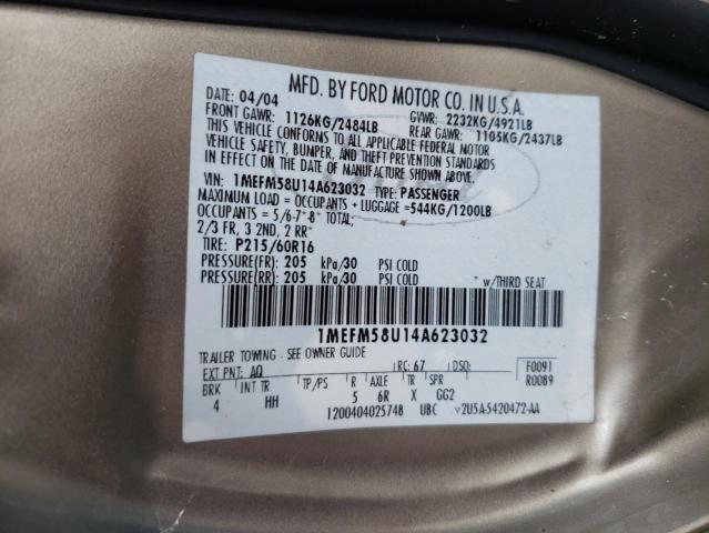 Photo 10 from auction – 2004 MERCURY SABLE GS with VIN 1MEFM58U14A623032