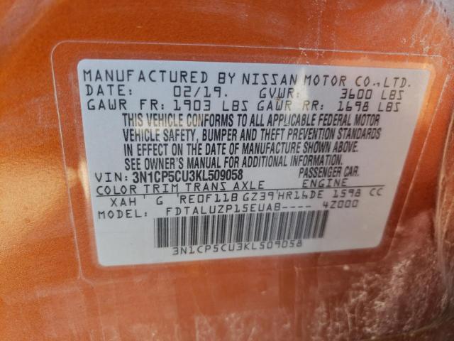 Photo 10 from auction – 2019 NISSAN KICKS S with VIN 3N1CP5CU3KL509058