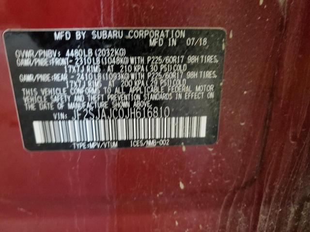 Photo 10 from auction – 2018 SUBARU FORESTER 2 with VIN JF2SJAJC0JH616810