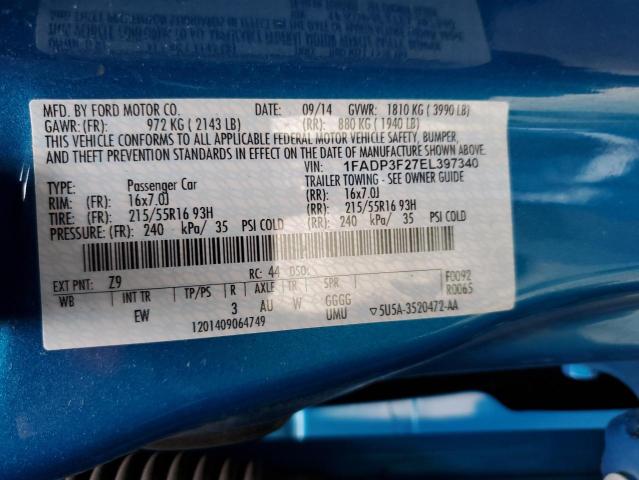 Photo 10 from auction – 2014 FORD FOCUS SE with VIN 1FADP3F27EL397340