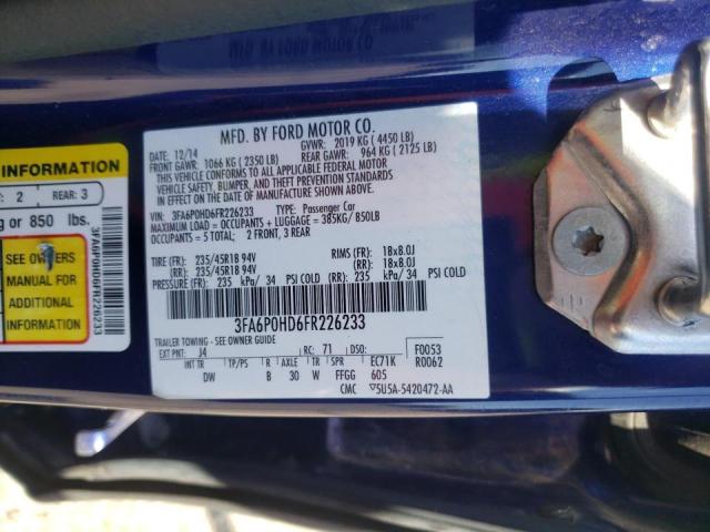 Photo 10 from auction – 2015 FORD FUSION SE with VIN 3FA6P0HD6FR226233