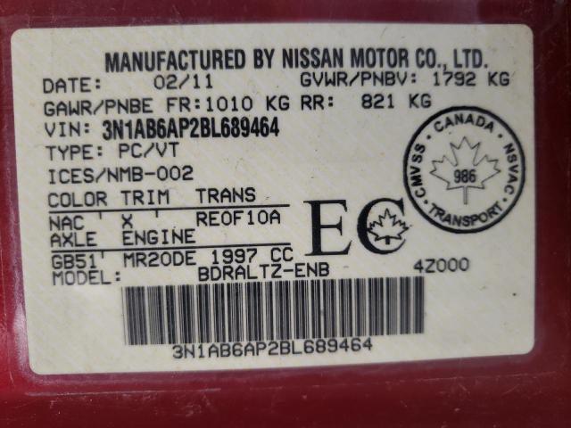 Photo 10 from auction – 2011 NISSAN SENTRA 2.0 with VIN 3N1AB6AP2BL689464