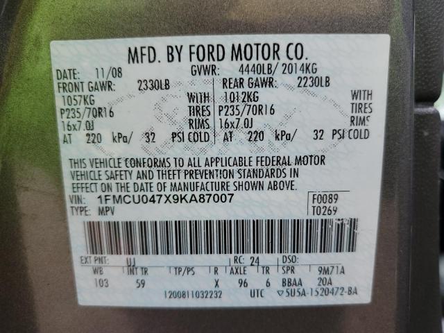 Photo 10 from auction – 2009 FORD ESCAPE LIM with VIN 1FMCU047X9KA87007