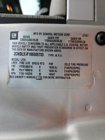 Photo 10 from auction – 2008 CHEVROLET EQUINOX LT with VIN 2CNDL33F186005703