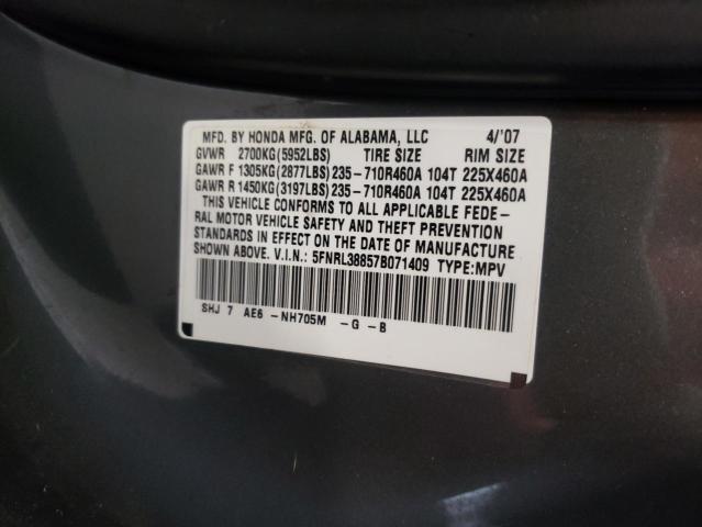 Photo 10 from auction – 2007 HONDA ODYSSEY TO with VIN 5FNRL38857B071409