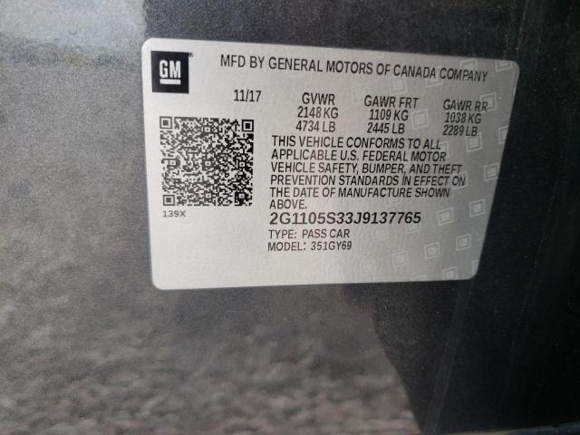 Photo 10 from auction – 2018 CHEVROLET IMPALA LT with VIN 2G1105S33J9137765