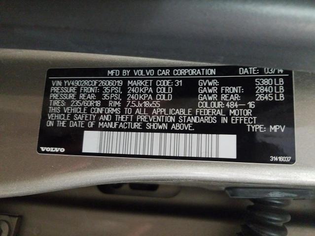 Photo 10 from auction – 2015 VOLVO XC60 T6 PR with VIN YV4902RC0F2606019