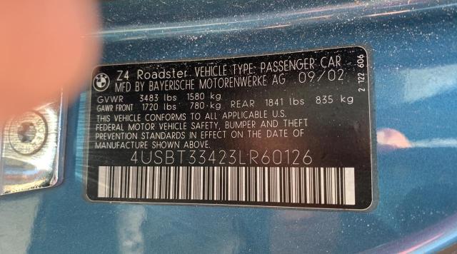 Photo 10 from auction – 2003 BMW Z4 2.5 with VIN 4USBT33423LR60126