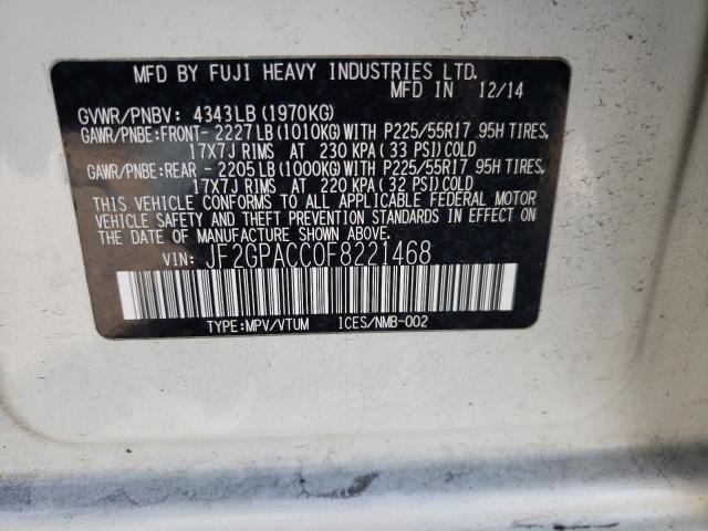 Photo 10 from auction – 2015 SUBARU XV CROSSTR with VIN JF2GPACC0F8221468