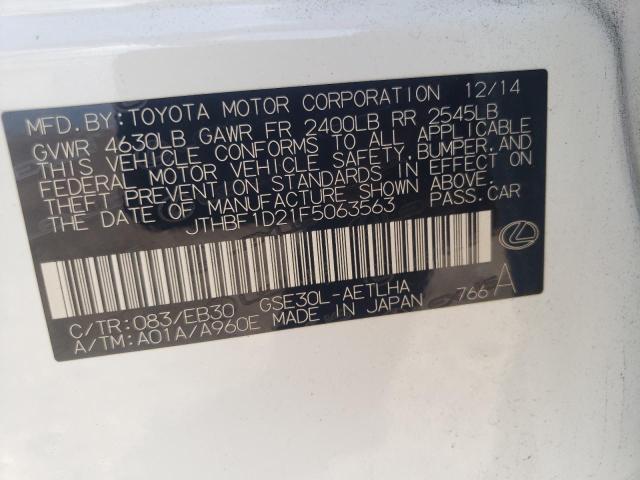 Photo 10 from auction – 2015 LEXUS IS 250 with VIN JTHBF1D21F5063563