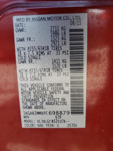 Photo 10 from auction – 2015 NISSAN PATHFINDER with VIN 5N1AR2MMXFC698879