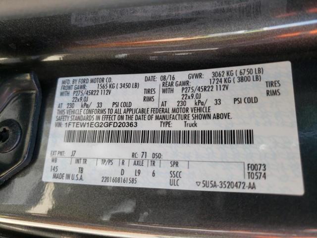 Photo 10 from auction – 2016 FORD F150 SUPER with VIN 1FTEW1EG2GFD20363