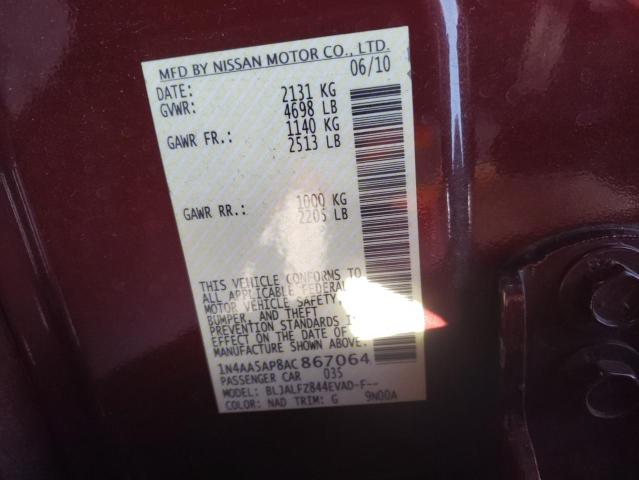 Photo 10 from auction – 2010 NISSAN MAXIMA S with VIN 1N4AA5AP8AC867064