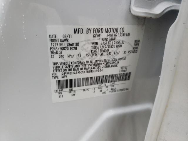 Photo 10 from auction – 2011 FORD EDGE LIMIT with VIN 2FMDK3KCXBBB05680