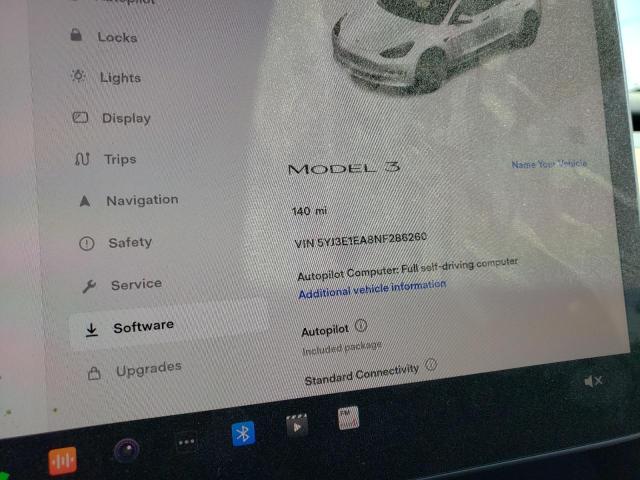 Photo 8 from auction – 2022 TESLA MODEL 3 with VIN 5YJ3E1EA8NF286260