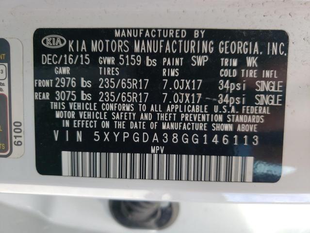 Photo 10 from auction – 2016 KIA SORENTO LX with VIN 5XYPGDA38GG146113
