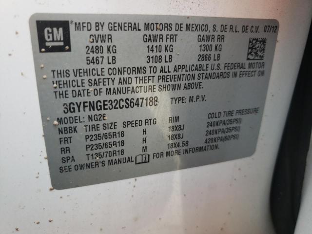 Photo 10 from auction – 2012 CADILLAC SRX with VIN 3GYFNGE32CS647188