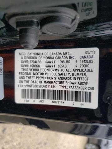 Photo 10 from auction – 2013 HONDA CIVIC LX with VIN 2HGFG3B59DH511354