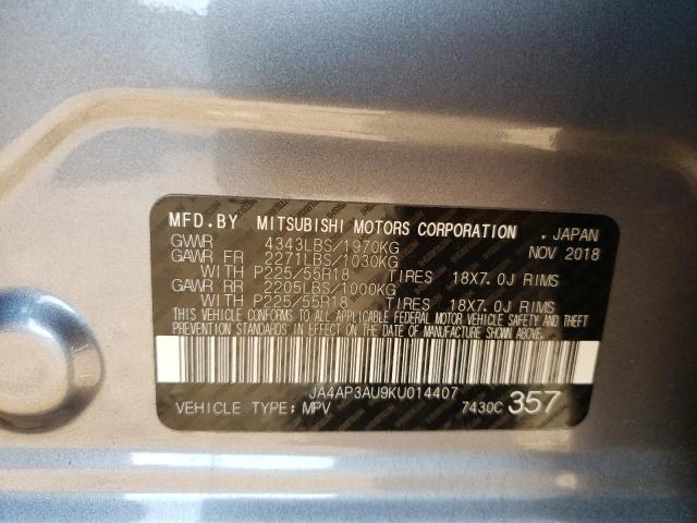 Photo 10 from auction – 2019 MITSUBISHI OUTLANDER with VIN JA4AP3AU9KU014407