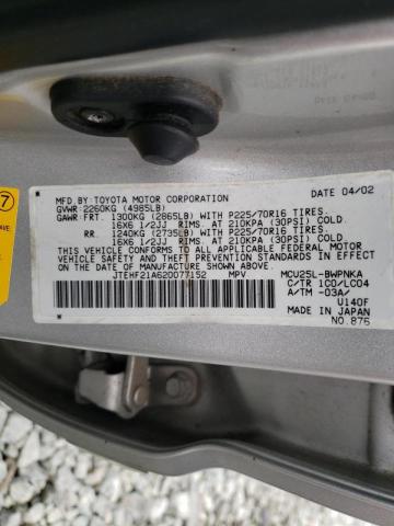 Photo 10 from auction – 2002 TOYOTA HIGHLANDER with VIN JTEHF21A620077152