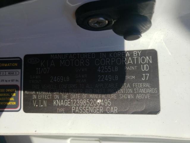 Photo 10 from auction – 2008 KIA OPTIMA LX with VIN KNAGE123985200495