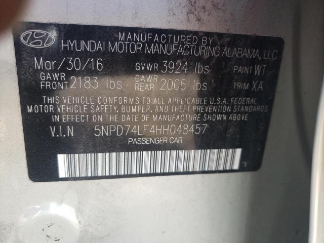 Photo 10 from auction – 2017 HYUNDAI ELANTRA SE with VIN 5NPD74LF4HH048457
