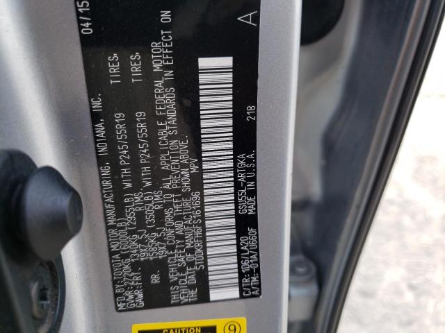 Photo 10 from auction – 2015 TOYOTA HIGHLANDER with VIN 5TDDKRFH6FS161696