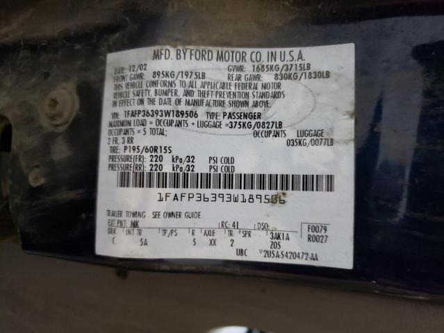 Photo 10 from auction – 2003 FORD FOCUS SE with VIN 1FAFP36393W189506