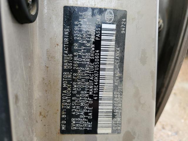 Photo 10 from auction – 2007 TOYOTA CAMRY CE with VIN 4T1BE46K67U550604