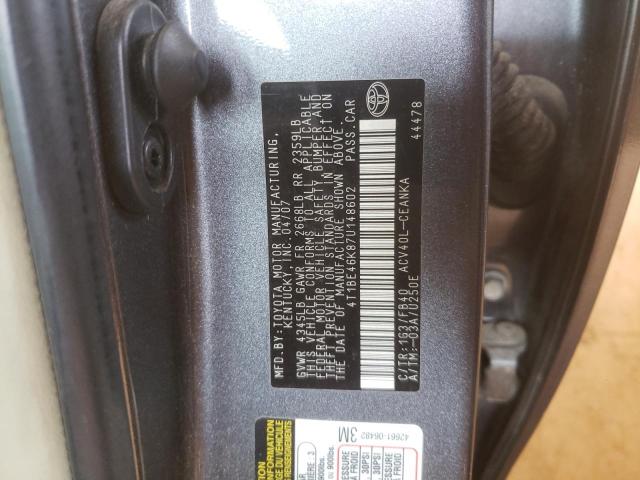 Photo 10 from auction – 2007 TOYOTA CAMRY CE with VIN 4T1BE46K87U148602
