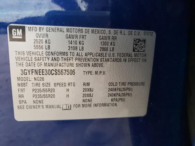 Photo 10 from auction – 2012 CADILLAC SRX PERFOR with VIN 3GYFNEE30CS567506