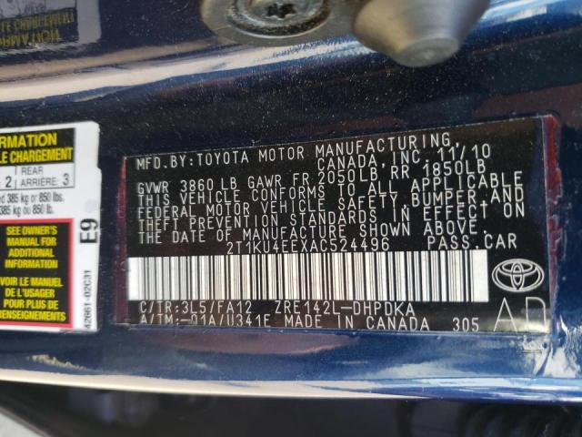 Photo 10 from auction – 2010 TOYOTA COROLLA MA with VIN 2T1KU4EEXAC524496