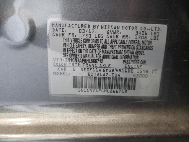 Photo 10 from auction – 2017 NISSAN VERSA S with VIN 3N1CN7AP6HL866712