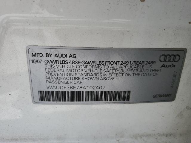 Photo 10 from auction – 2008 AUDI A4 2.0T QU with VIN WAUDF78E78A102407