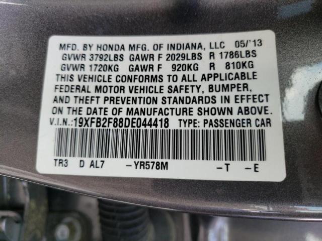 Photo 10 from auction – 2013 HONDA CIVIC with VIN 19XFB2F88DE044418