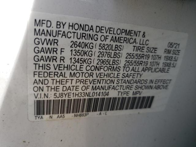 Photo 10 from auction – 2022 ACURA MDX with VIN 5J8YE1H33NL014104